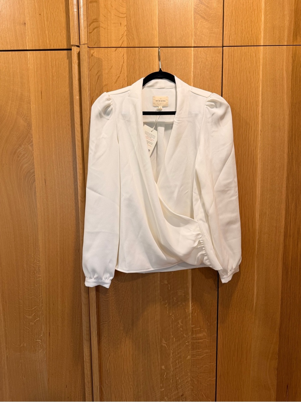 Sezane Abelia Ecru Wrap Blouse